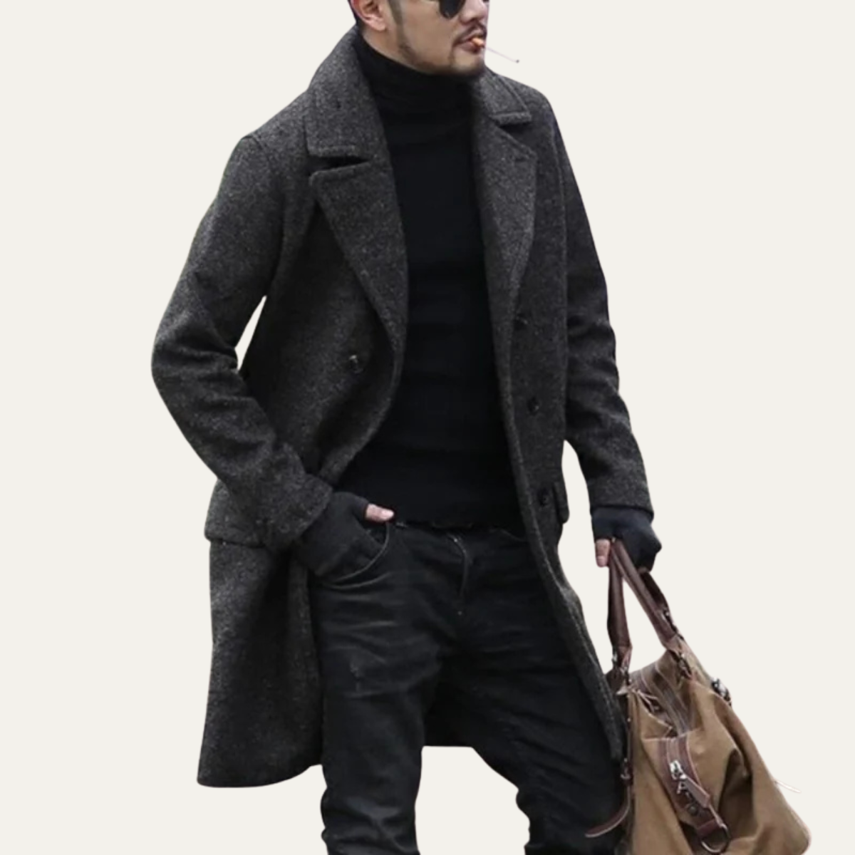 Men's Wool Double Breasted Long Winter Coat