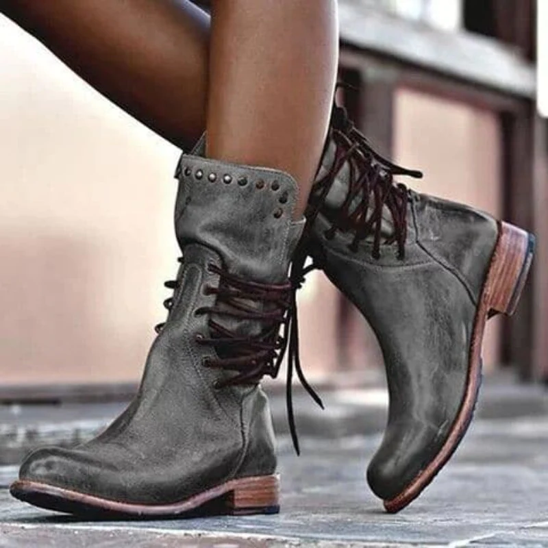 Women's Lace Up Boots Closed Toe