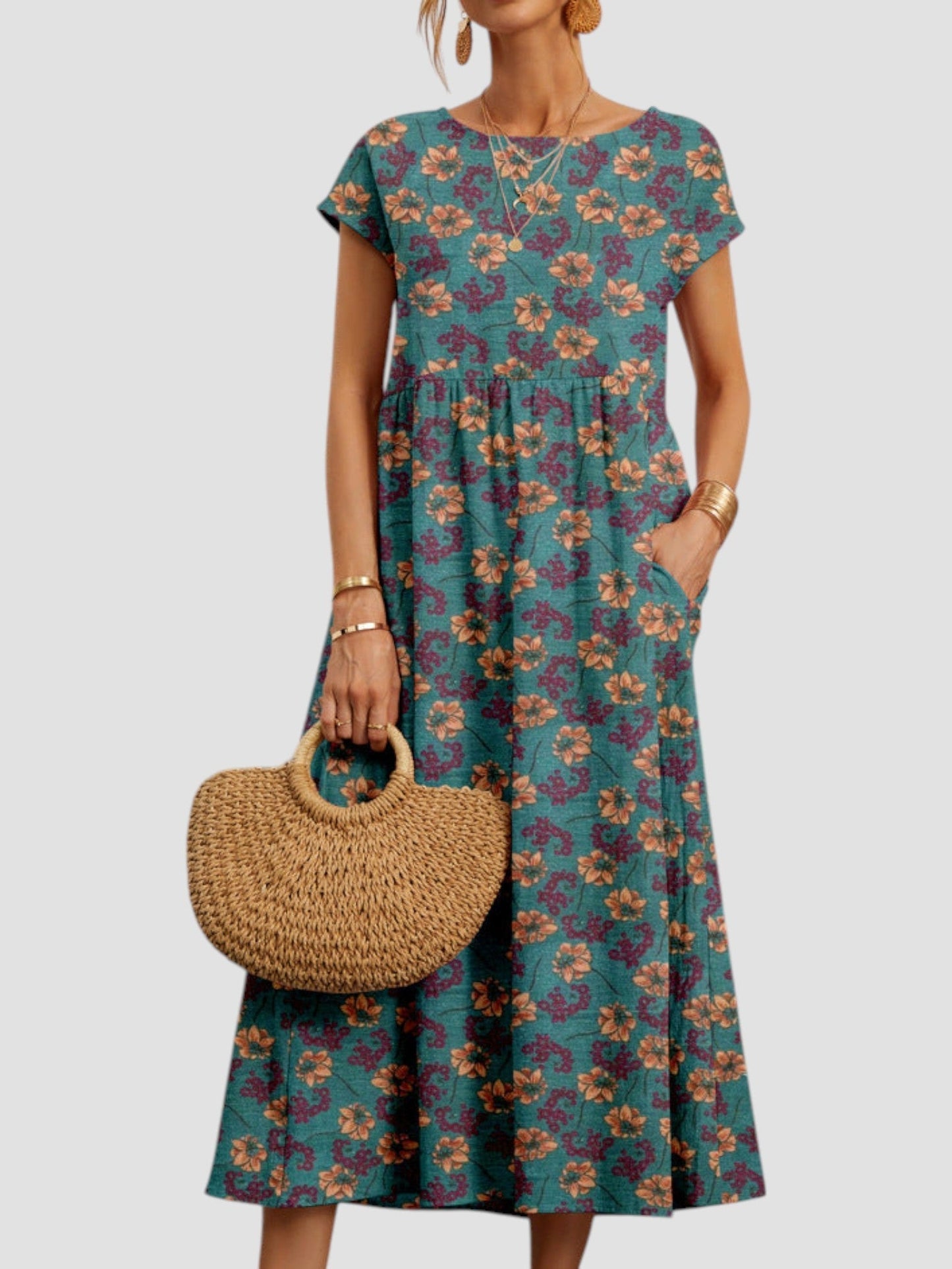 Women's Midi Floral Print Casual Dress