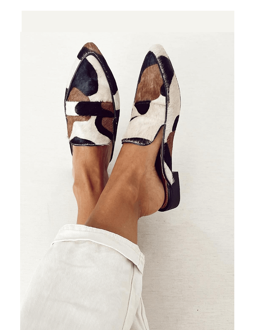 Women's Loafers Cow Print Dress Shoes - VibreMode