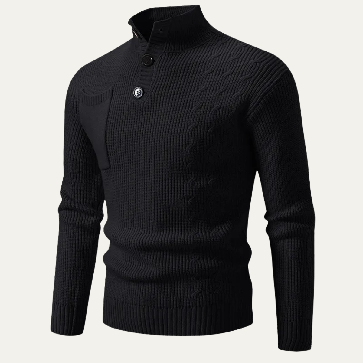 Men's Cable Knit High Neck Sweater