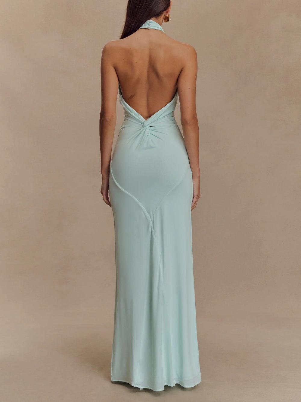 Women's Halter Neck Maxi Dress Low Back