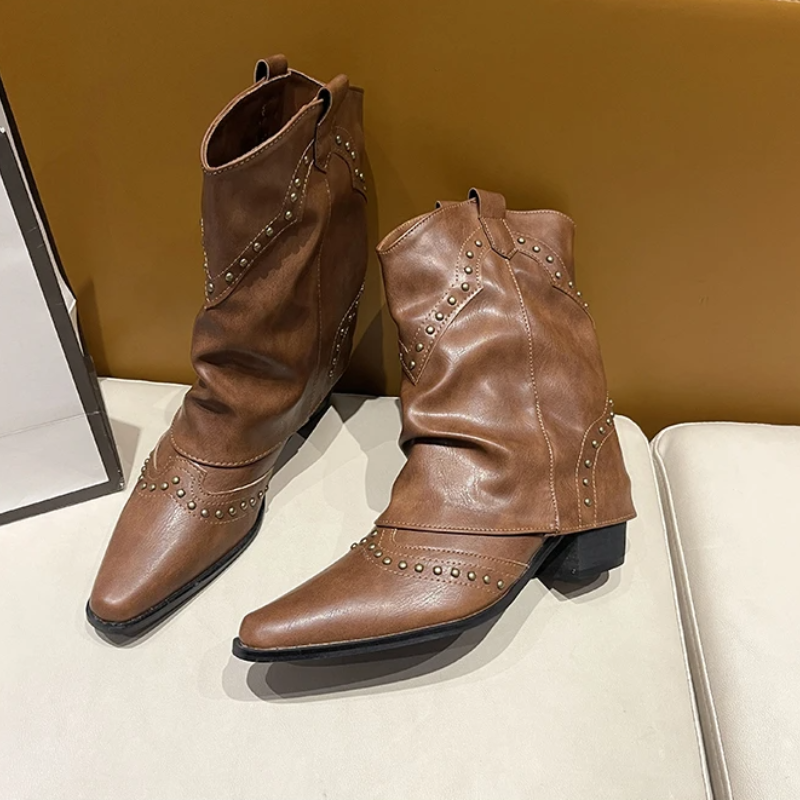 Women's Studded Ankle Boots Slouchy
