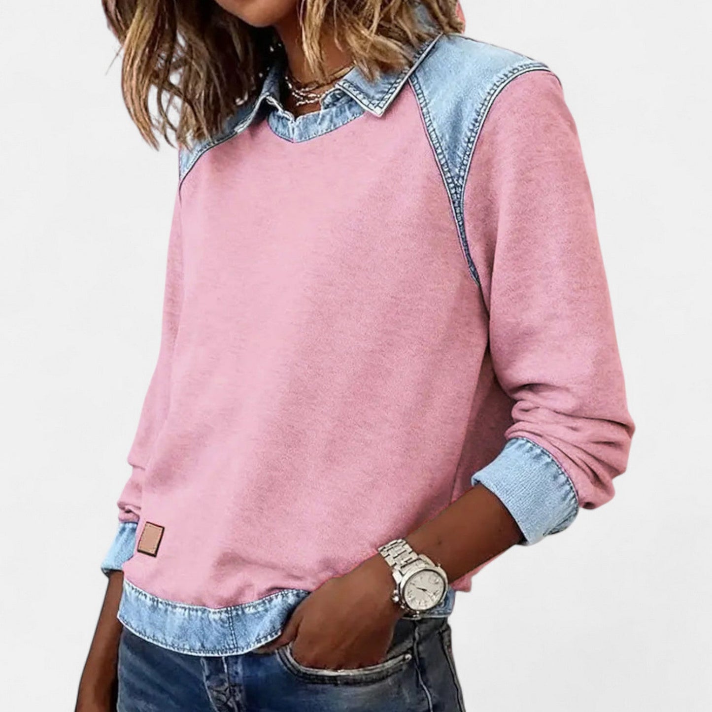 Women's Long Sleeve Sweater Layered Collar