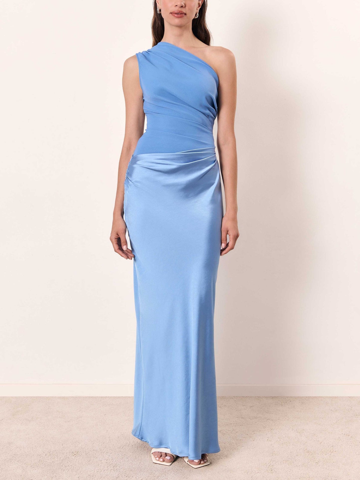 Women's One Shoulder Maxi Dress Pleated Party Wear
