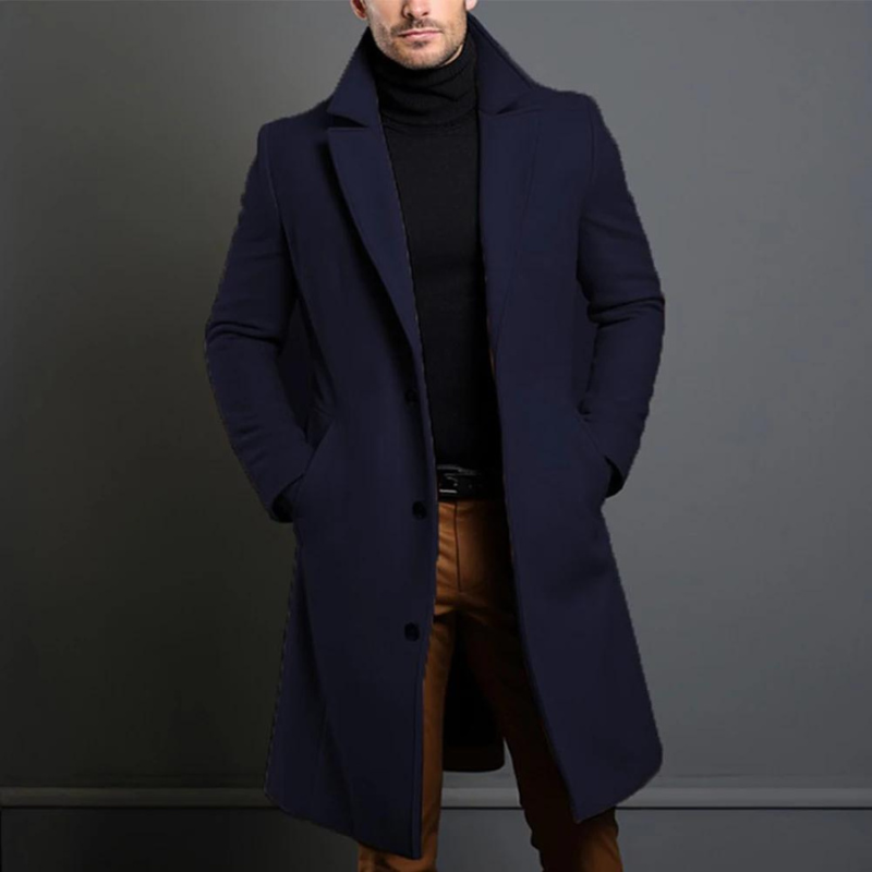 Men's Formal Winter Coat Button Closure
