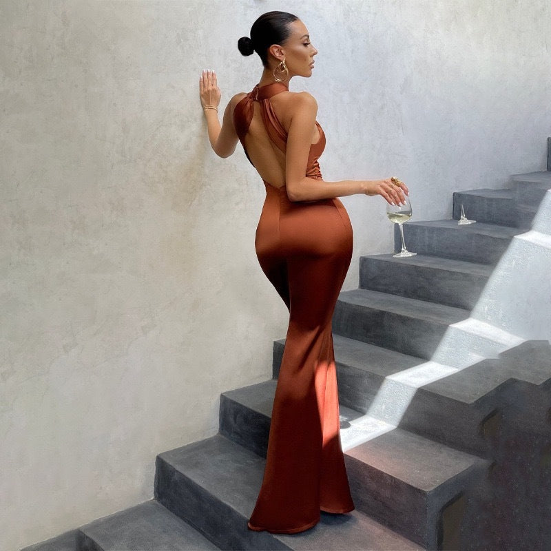 Women's Fishtail Evening Dress Open Back Fitted Cut