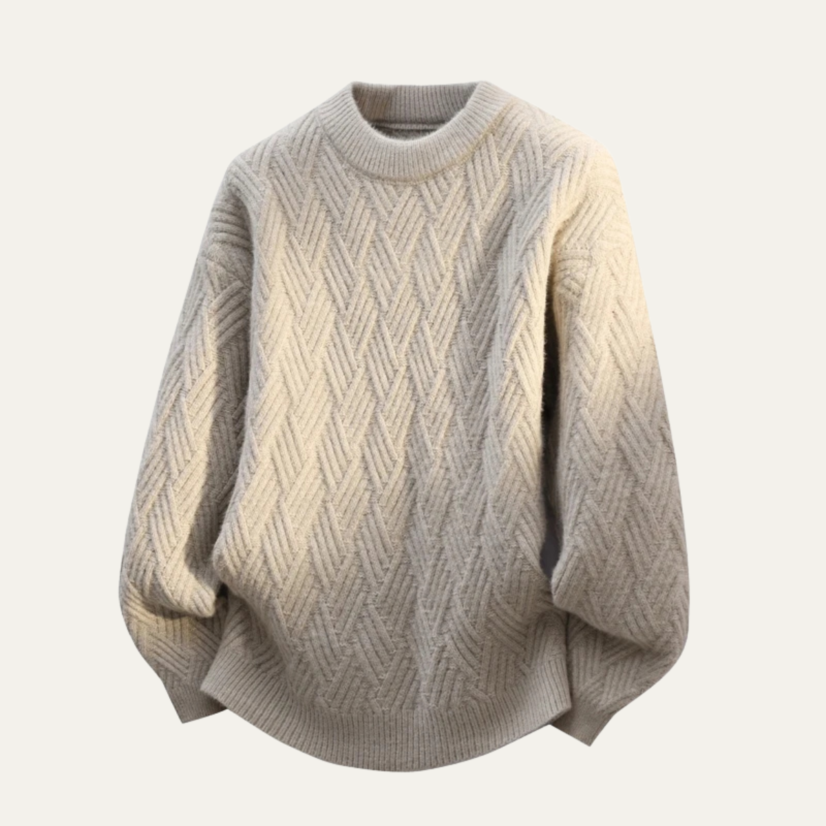Men's Soft Knitted Sweater Warm O-Neck Beige