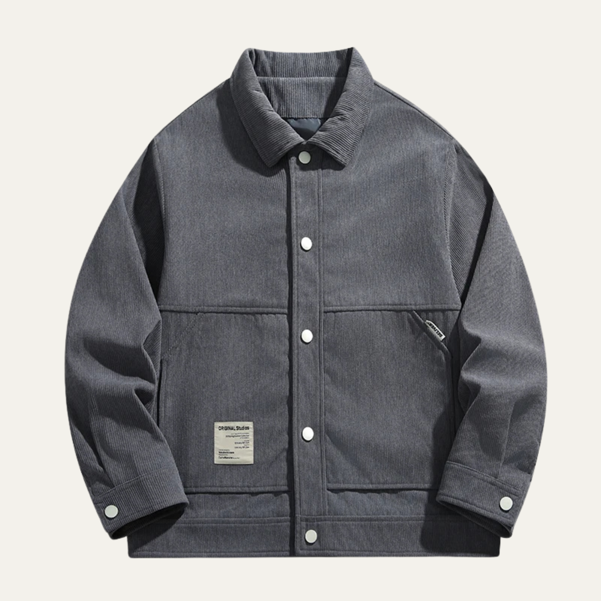 Men's Corduroy Jacket Casual Button Up Lapel Brown