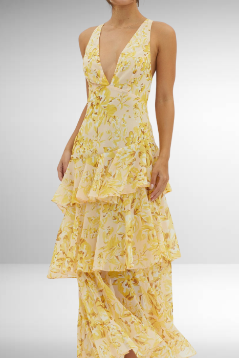 Beautiful Floral Layered Maxi Dress for Women