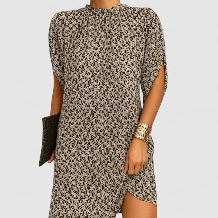 Women's Mock Neck Midi Dress Batwing Sleeves
