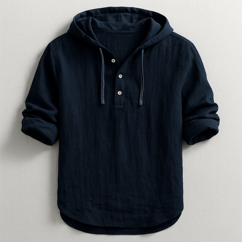 Men's Button Neck Hoodie Pullover