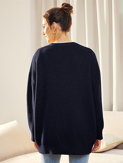 Women's Oversized V-Neck Cardigan Button Front