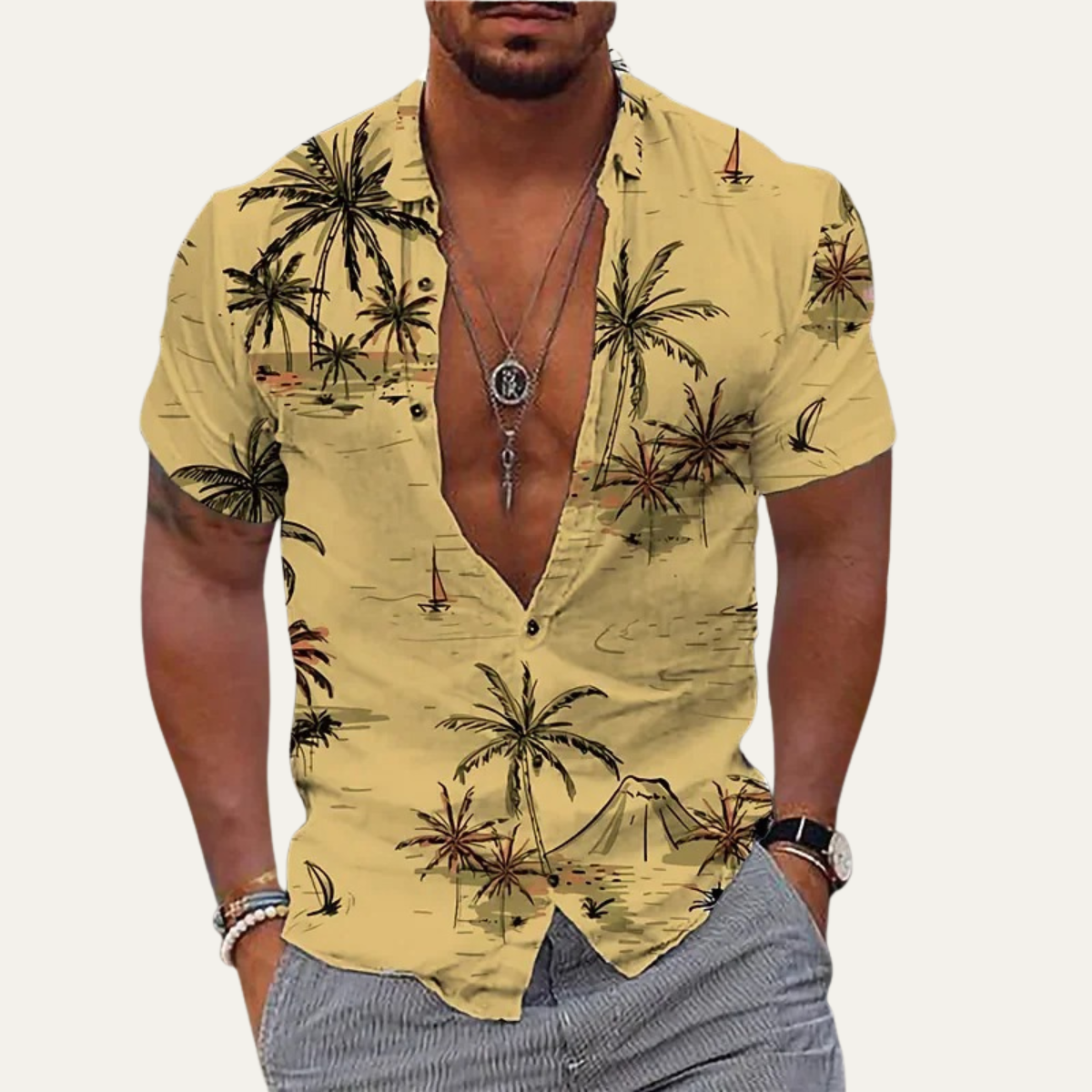 Men's Hawaiian Shirt Tropical Print Coconut Design