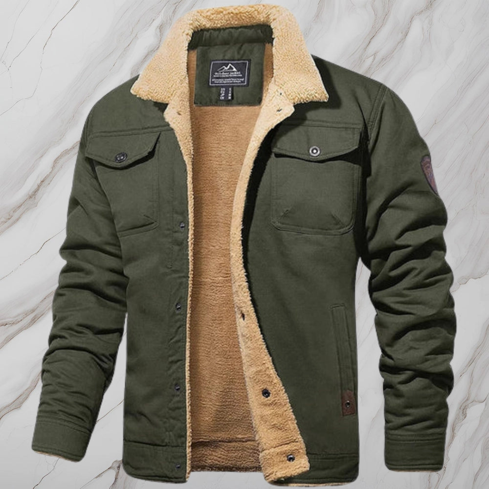 Men's Sherpa-Lined Bomber Jacket Black Fleece