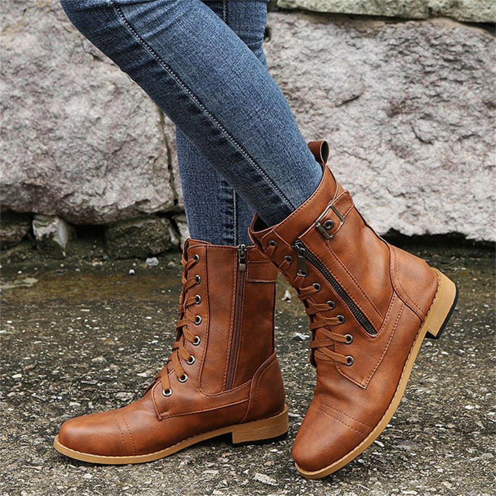 Women's Lace-Up Boots with Zip