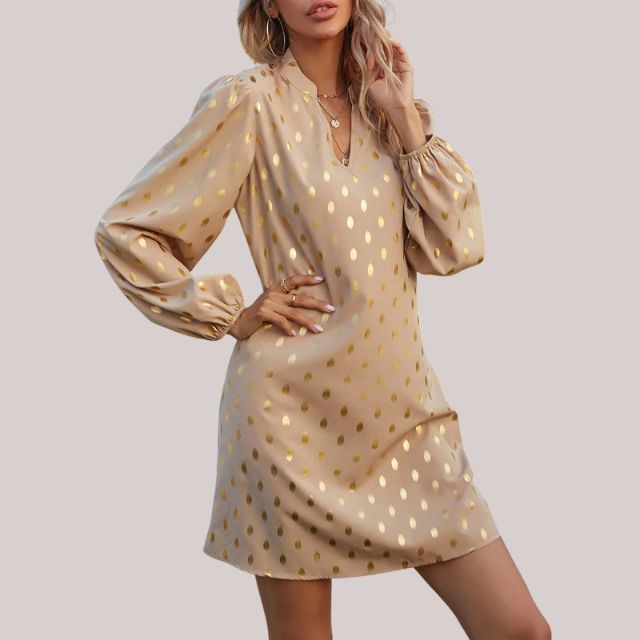 Women's Polka Dot Mini Dress Elegant Style