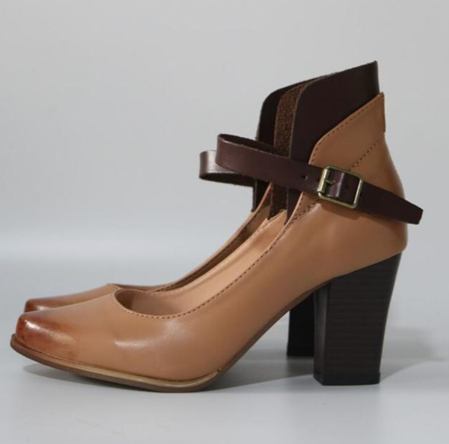 Women's Mary Jane Block Heel Shoes Buckle Strap