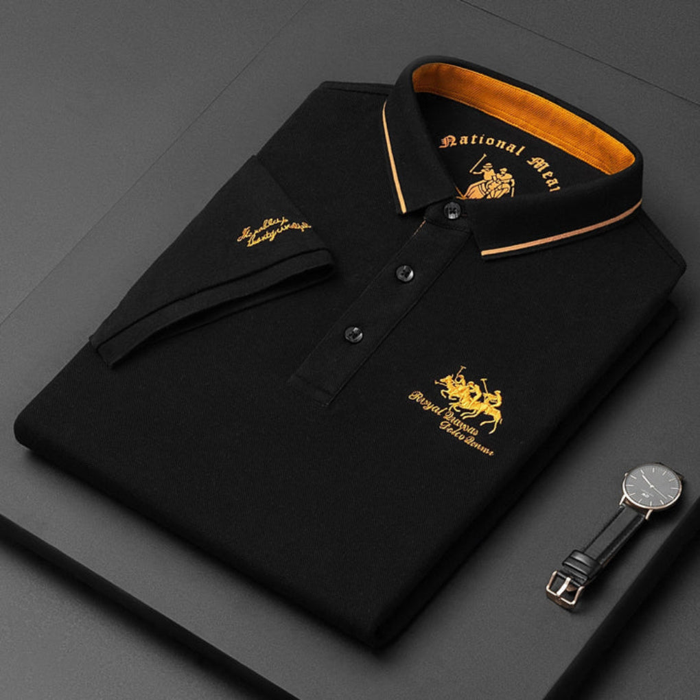 Men's Polo Shirt Casual Button Down Cotton