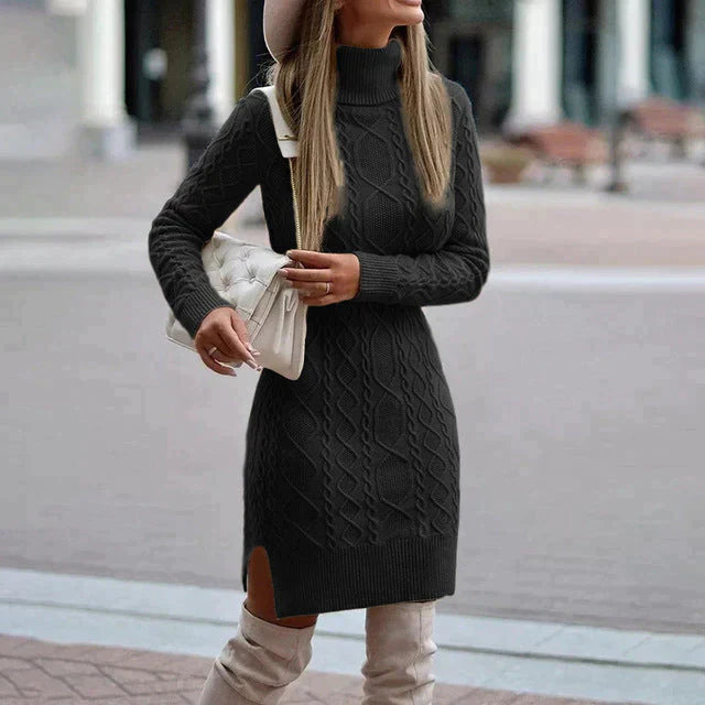 Classic Crew Neck Winter Sweater Dress