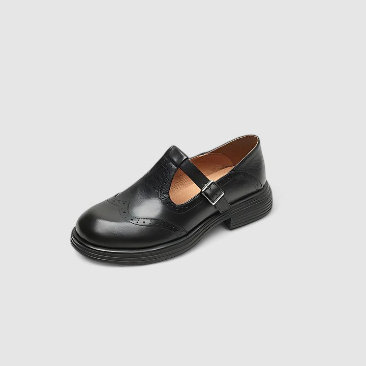 Emily | Classic Women’s Leather T-Strap Shoes Caliboot