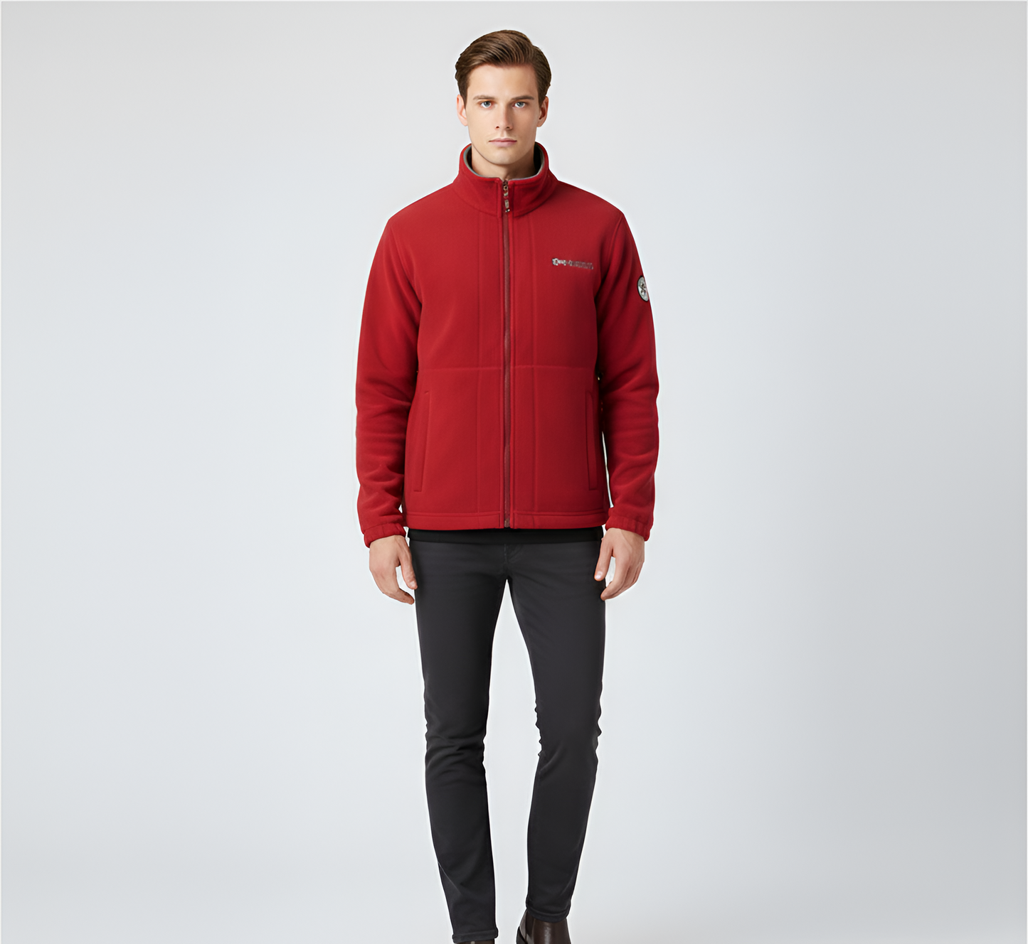 Men's Full Zip Fleece Jacket Stand Collar Outdoor Casual Layer