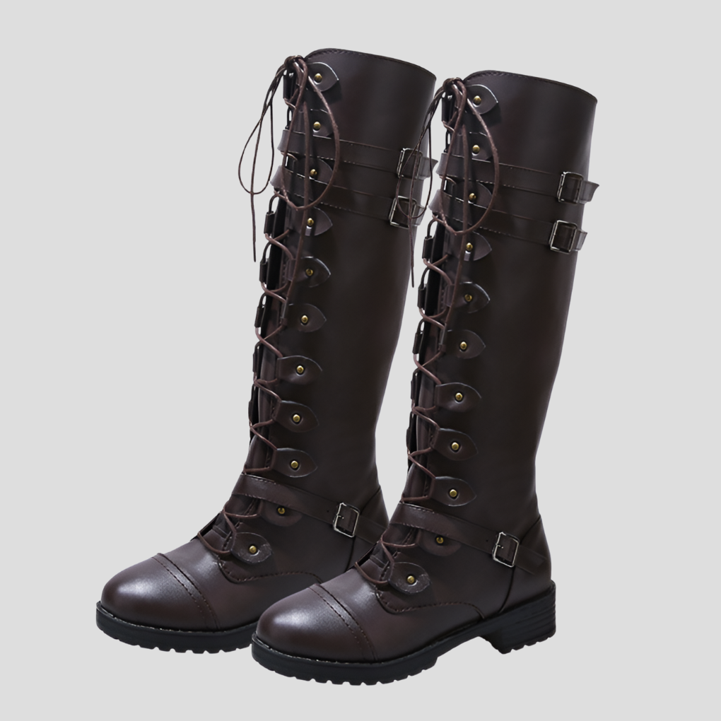 Women's Lace-Up Boots Buckle Detail