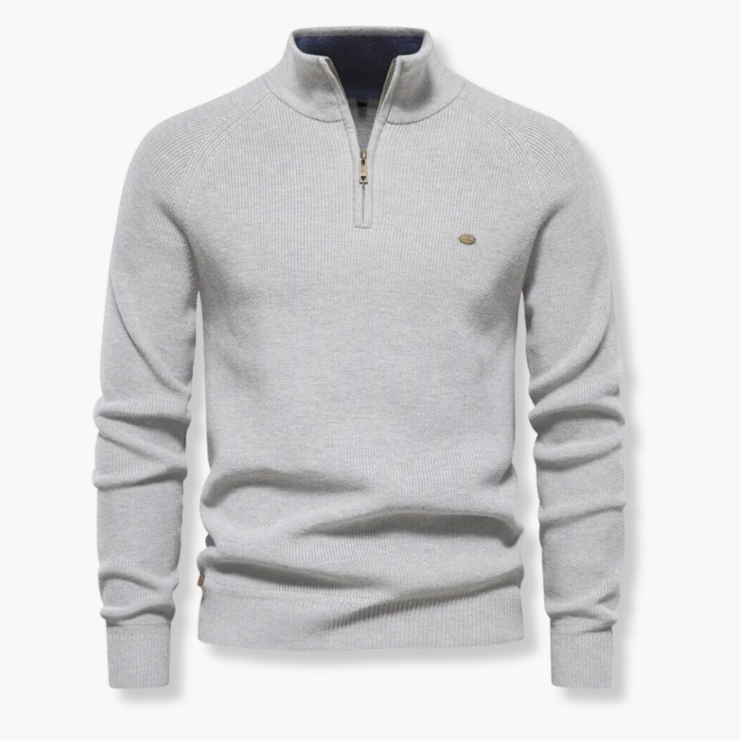 Men's Slim Fit Knitted Jumper Half-Zip Stand Collar