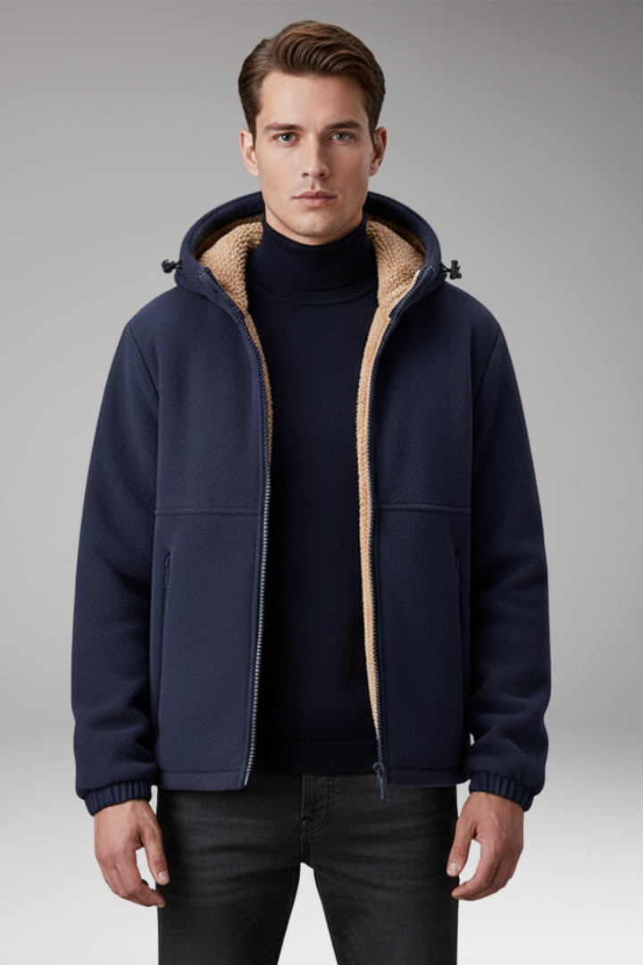Men's Hooded Jacket Zipper Pockets