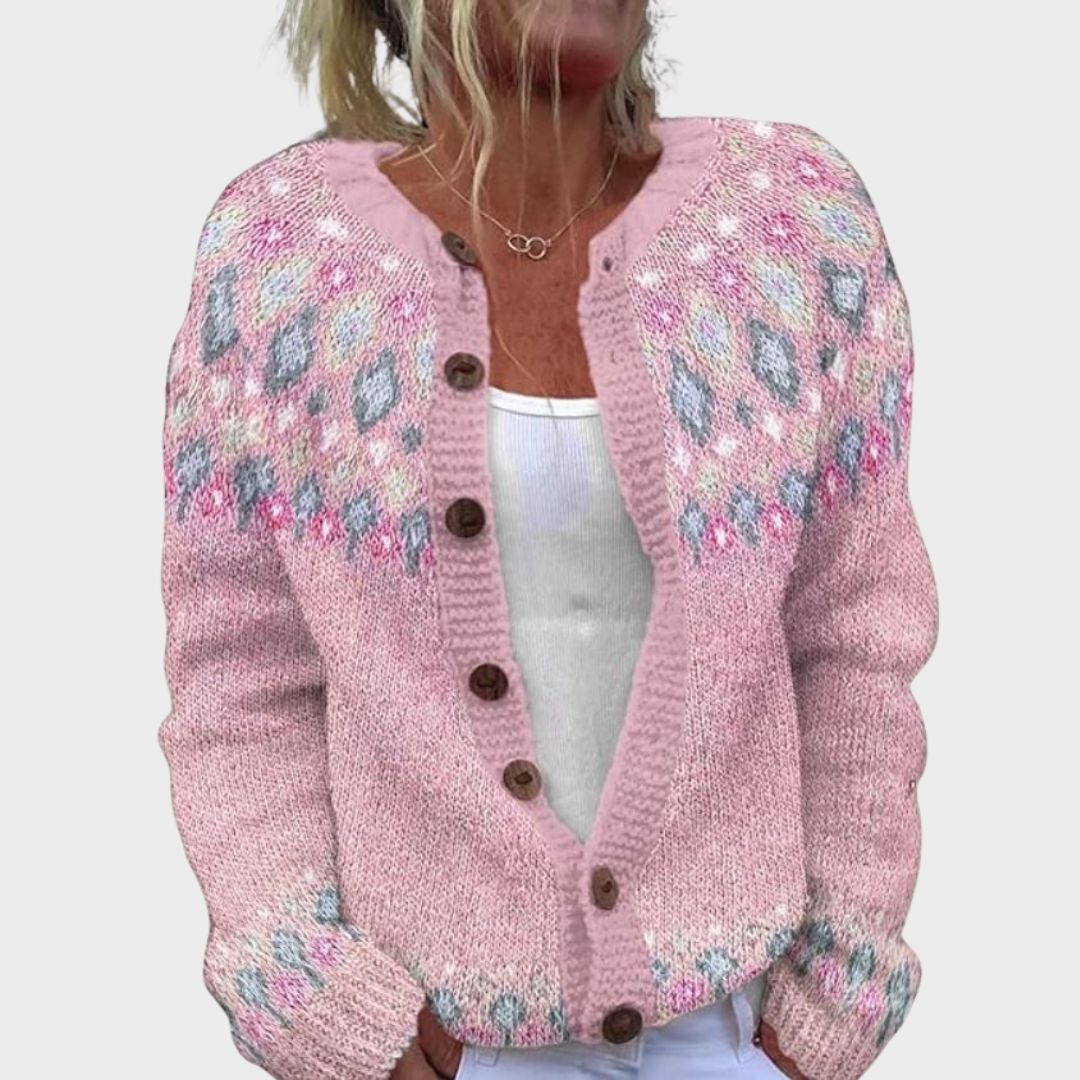 Women's Patterned Knit Cardigan Button Front