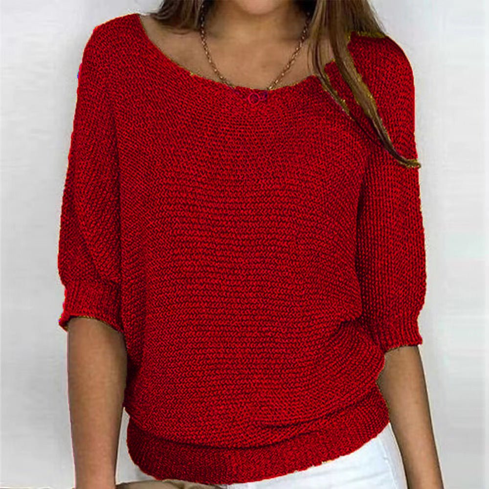 Women's Batwing Sweater Ribbed Trim