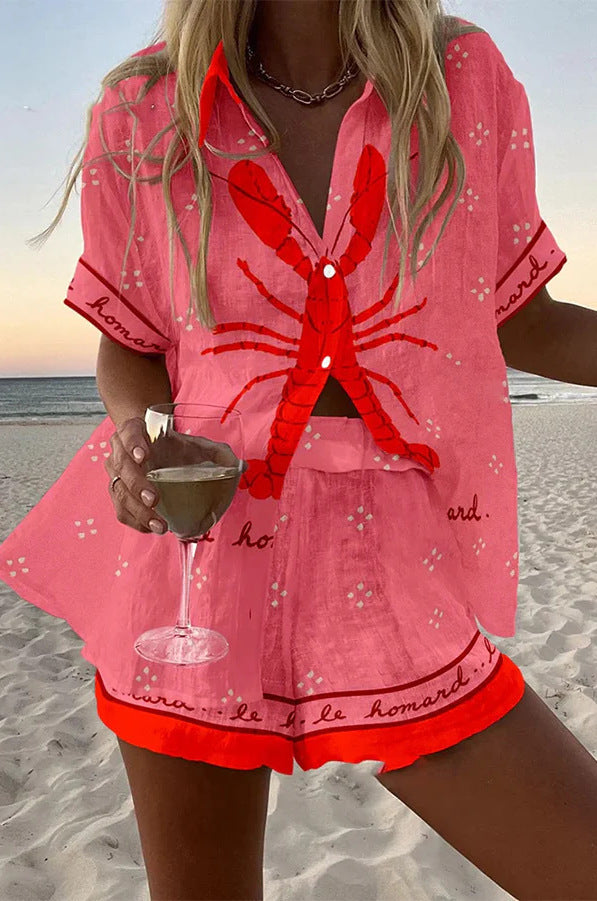 Women's Button And Shorts Set - VibreMode
