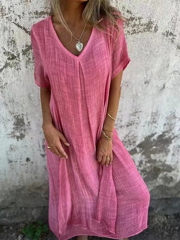 Women's V-Neck Loose Dress