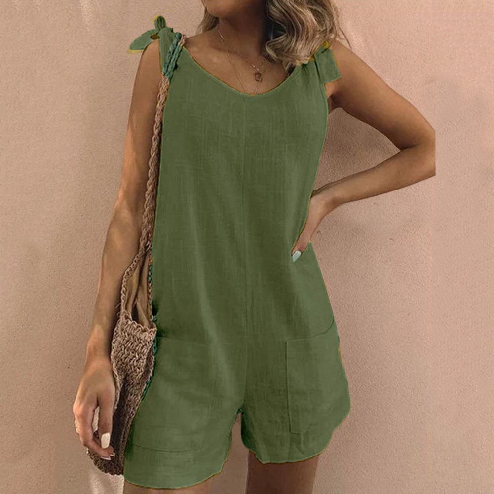 Women's Pocket Playsuit With Bow Strap