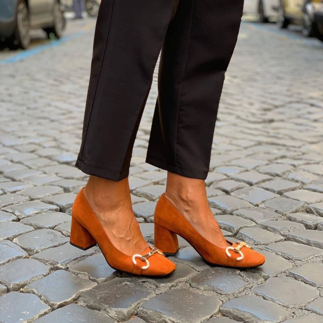 Women's Block Heel Shoes Closed Toe Buckle