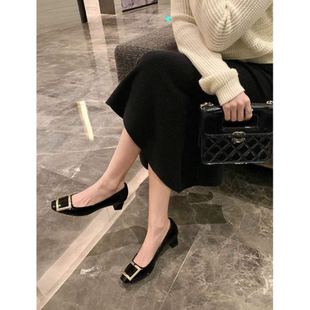 Women's Closed-Toe Heels Buckle Accent