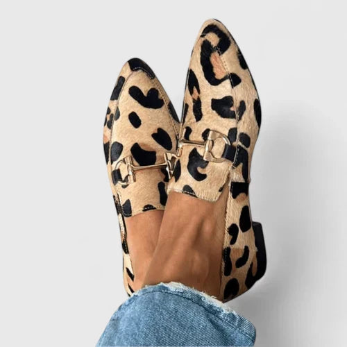 Women's Flat Pointed Loafers Patterned - VibreMode