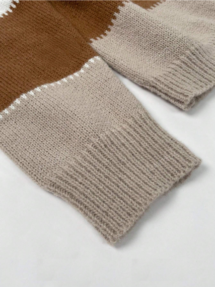 Women's Color Block Sweater Multi-Panel Design