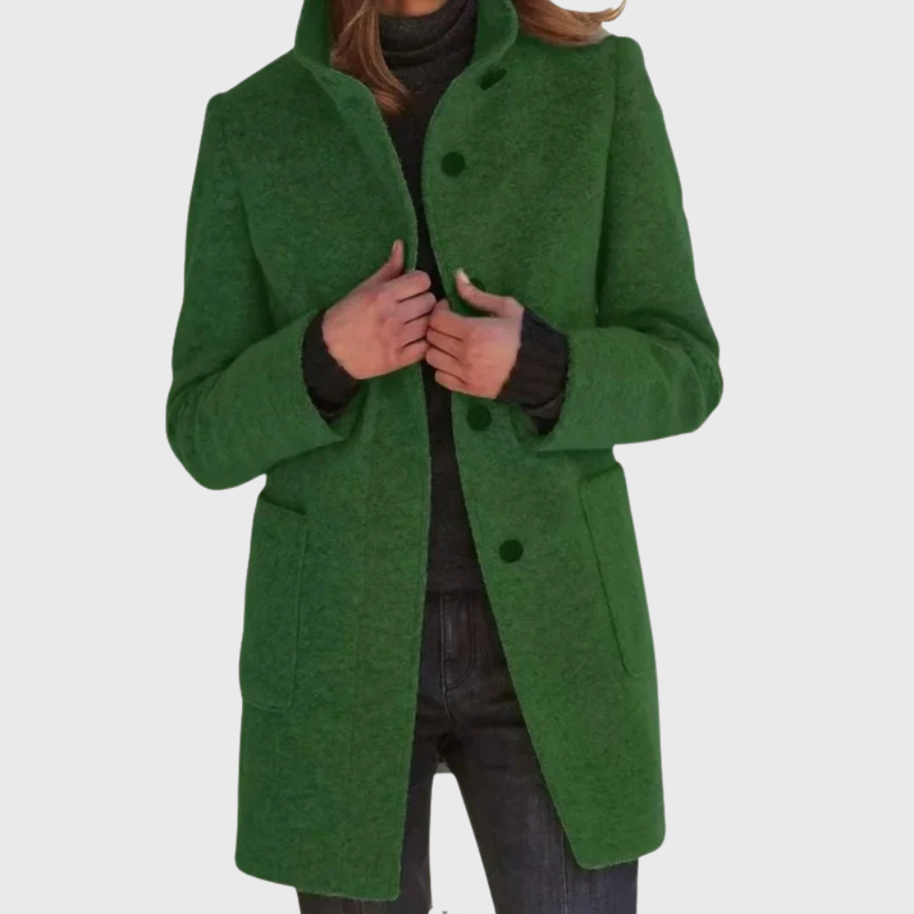 Women's Longline Coat Button Design