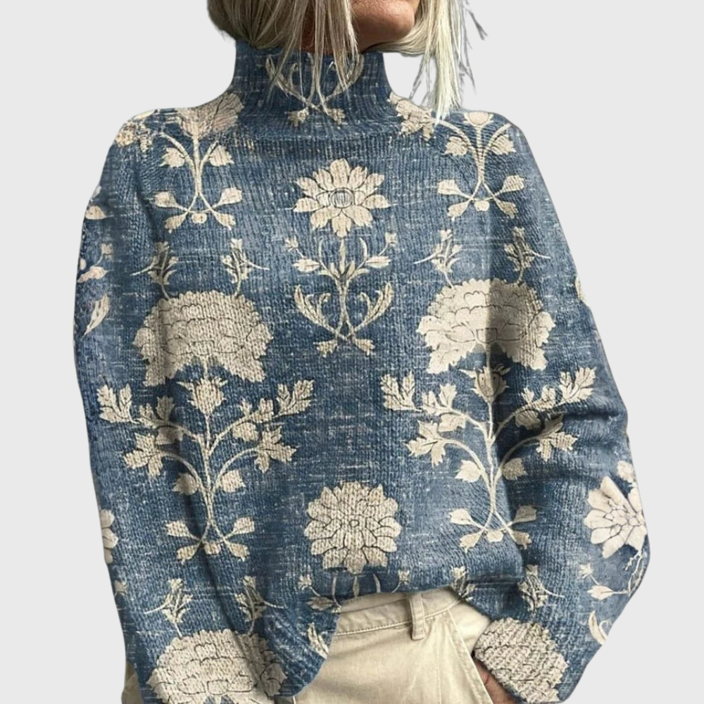 Comfy Forest Pattern Ladies Turtleneck Sweater
