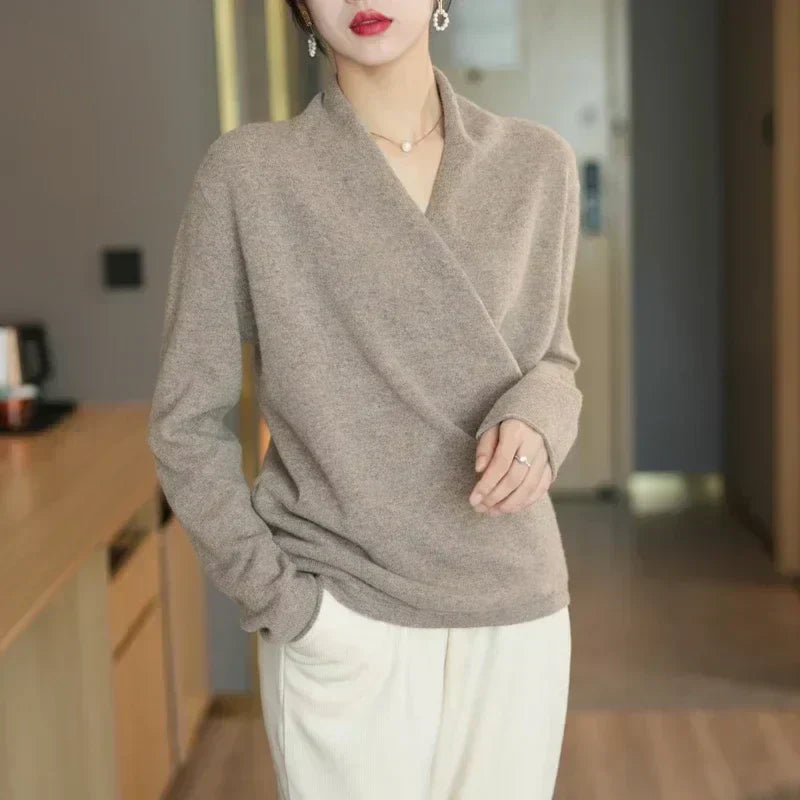 Cozy Spring Open Neck Knit Sweater