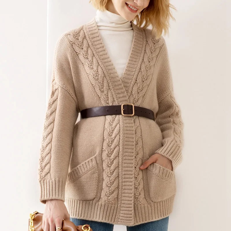 Women's Cable-Knit Open-Front Cardigan