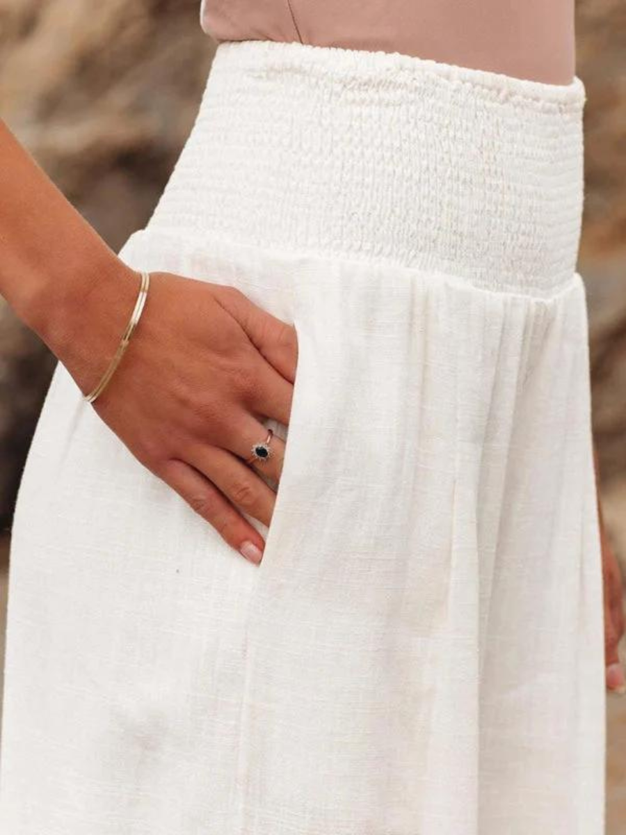 Women's Wide Leg Beach Pants Elastic Waist