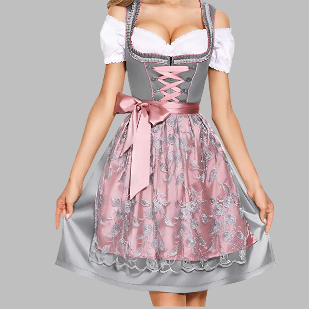 Women's Traditional Apron Dress Cotton Floral - VibreMode