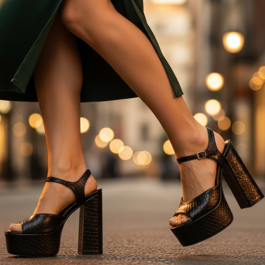 Women's Buckle Platform Heels