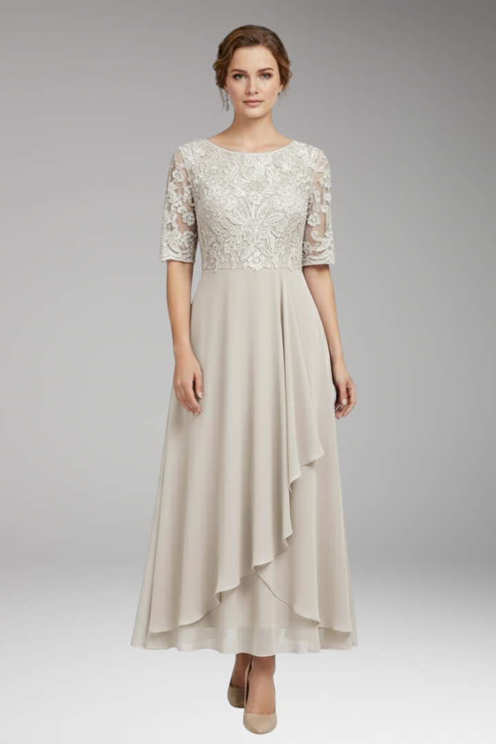 Women's Midi Dress High Waist Short Sleeves