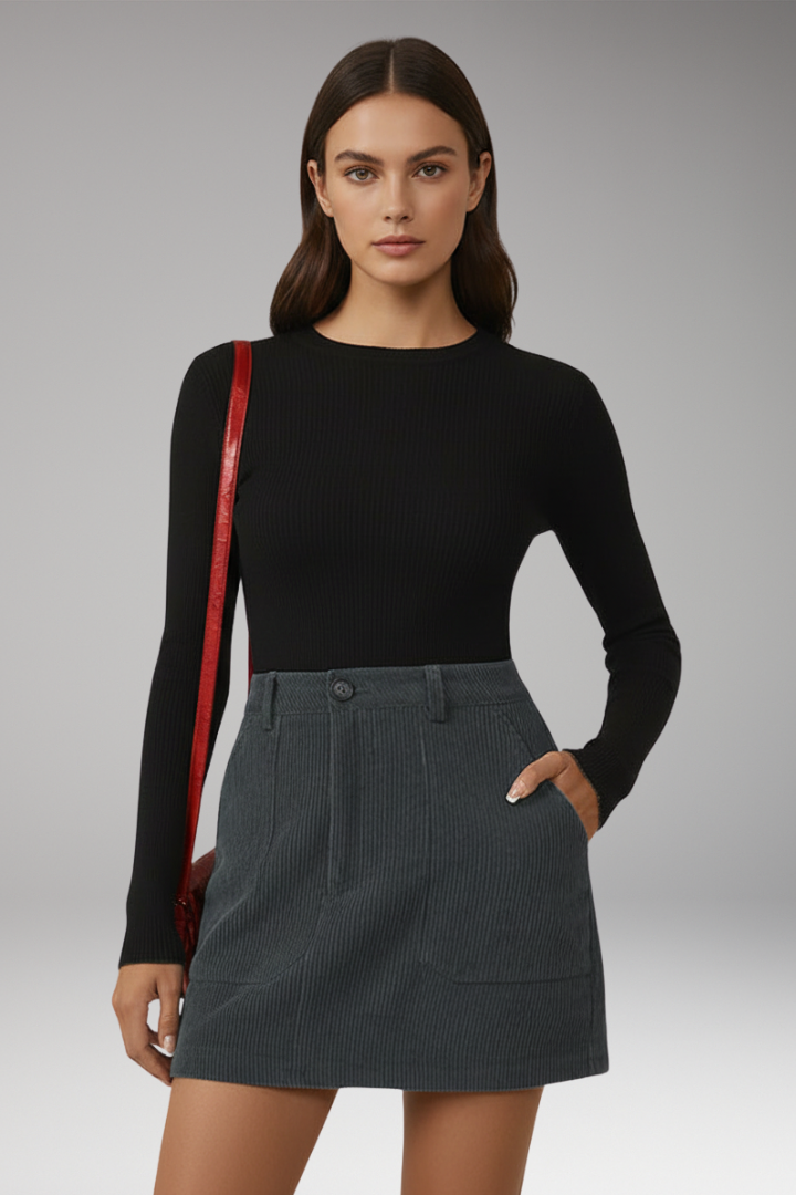 Women's A-Line Skirt Cotton Plain Beige
