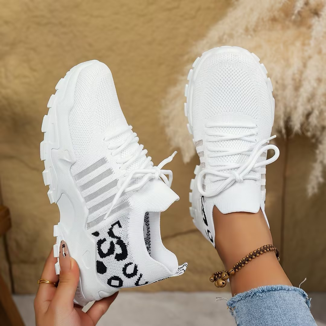 Women's Mesh Lace-Up Walking Sneakers Chunky Sole