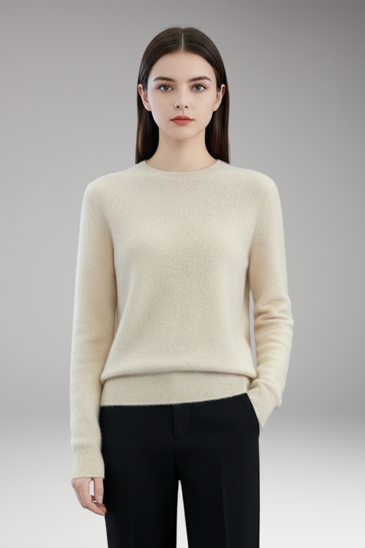 Women's Round Neck Sweater Plain Crew Neck