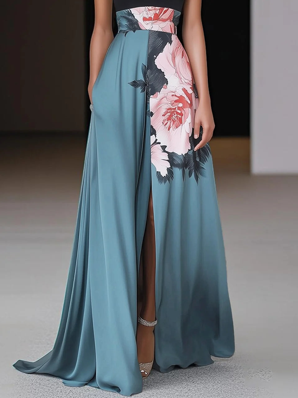 Women's Halter Dress Front Slit Design